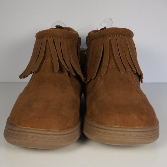 New SZ 5 Carter's Toddler Girl's Hena Fringed Zip-Up Brown Moccasin Style Shoes - Picture 1 of 4